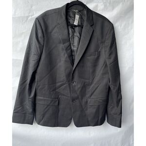 Banana Republic Blazer Men's 46L Black Suit Jacket 100% Wool Tailored Fit 2 Btn